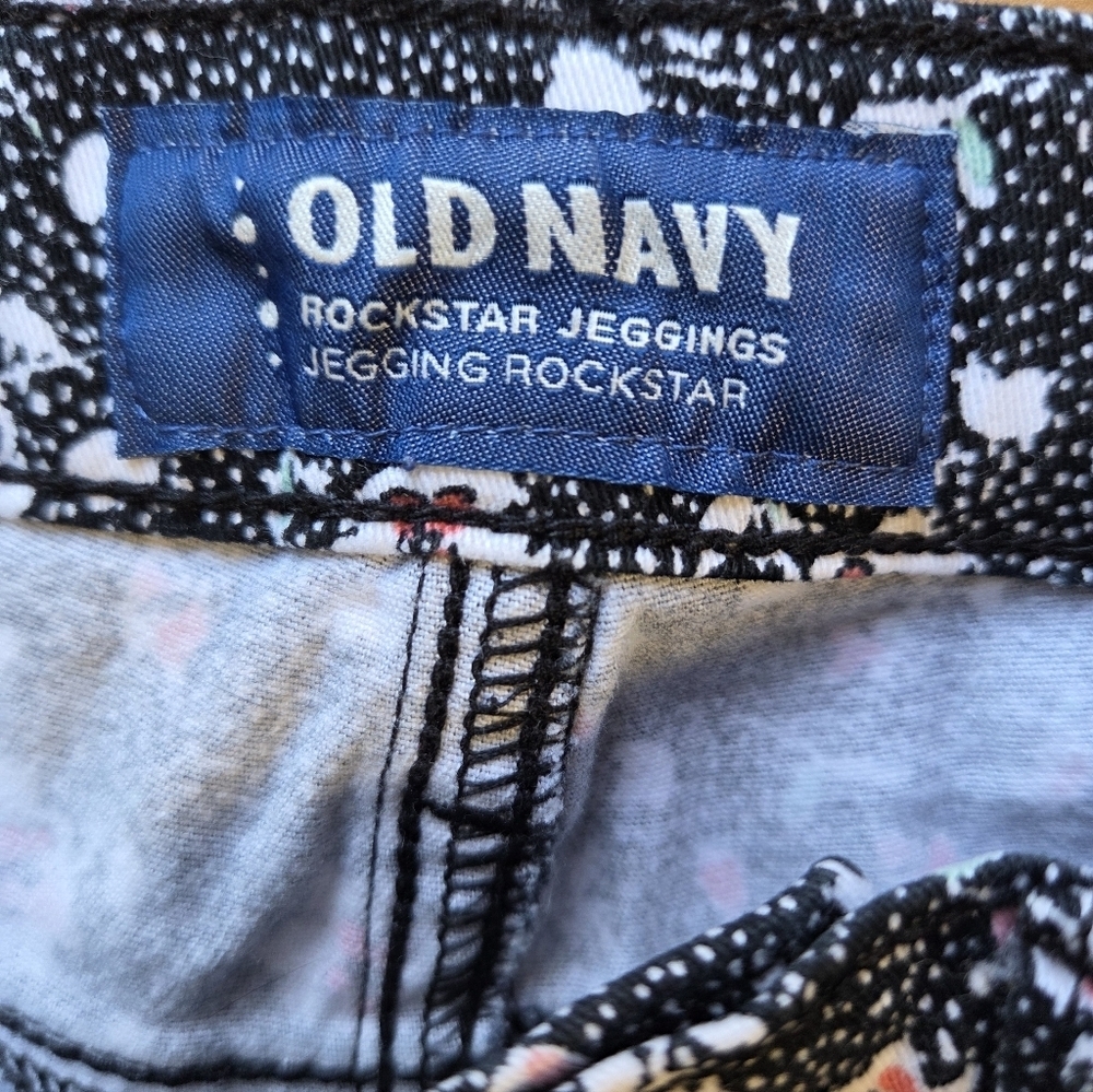 Old Navy Black Floral Rockstar Jeggings - Picture 3 of 3